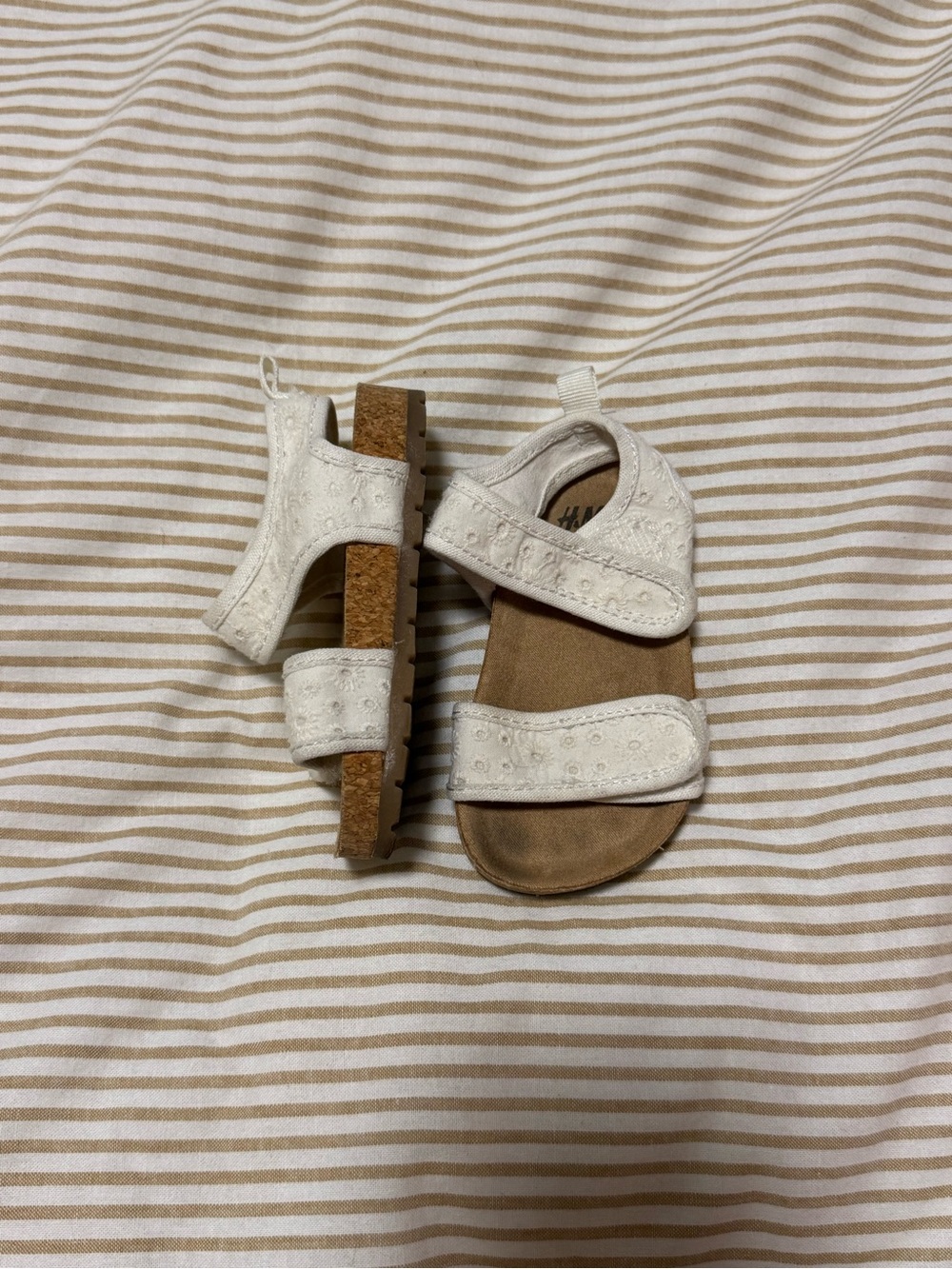 H&M | White Kids' Eyelet Sandals with Cork Sole